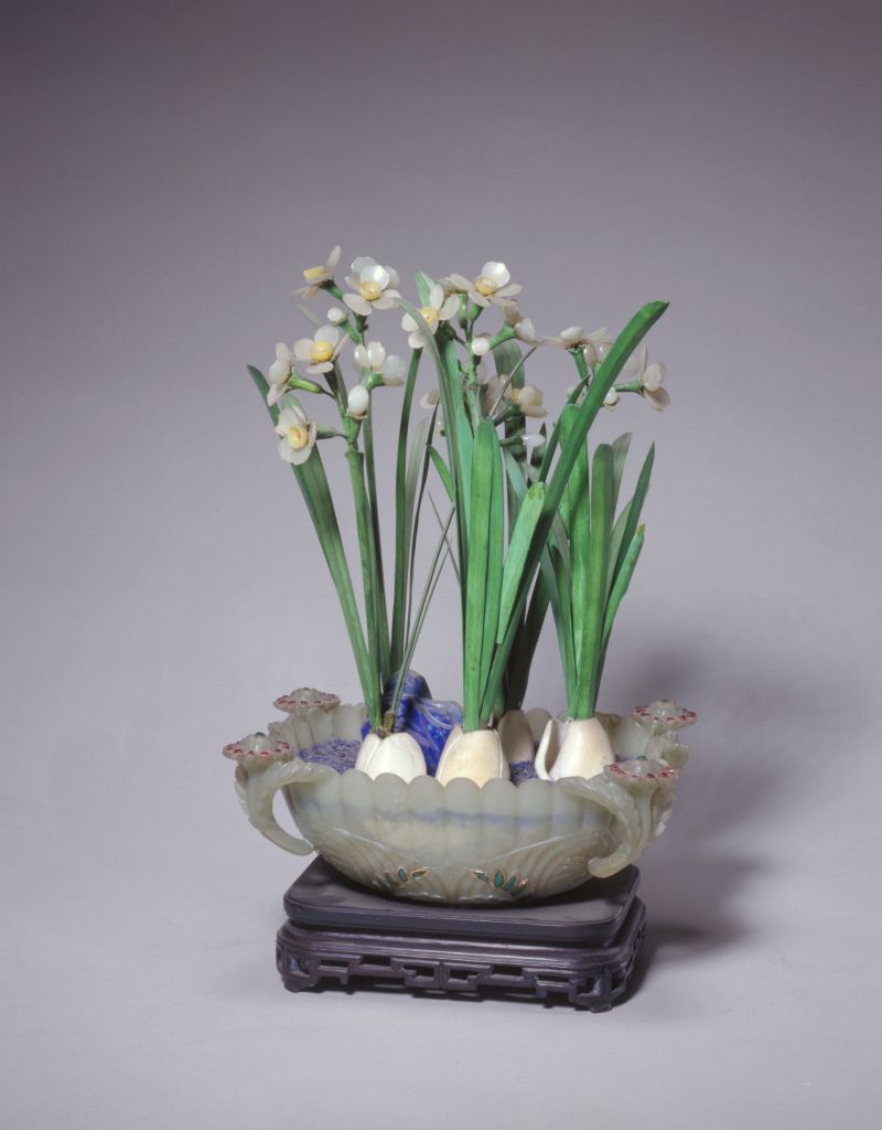 图片[1]-Blue Jade Chrysanthemum Petal Pot Narcissus Bonsai-China Archive